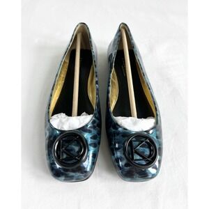 Donna Karan Kylee Ballet Flats Womens‎ Size 6M Blue Ocelot Animal Print New